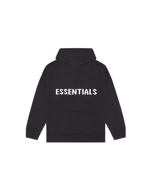 ESSENTIALS KNIT HOODIE BLACK 2020